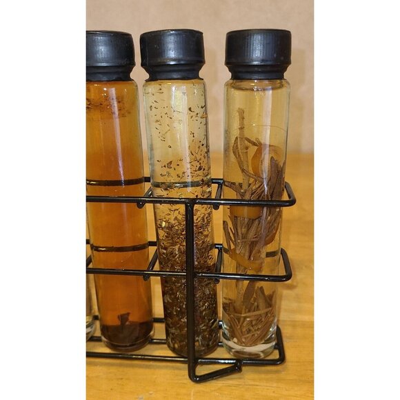 Oil Infused Glass Bottles 6 Unopened Decorative Shonfeld's 6" With metal Holder - Picture 4 of 8